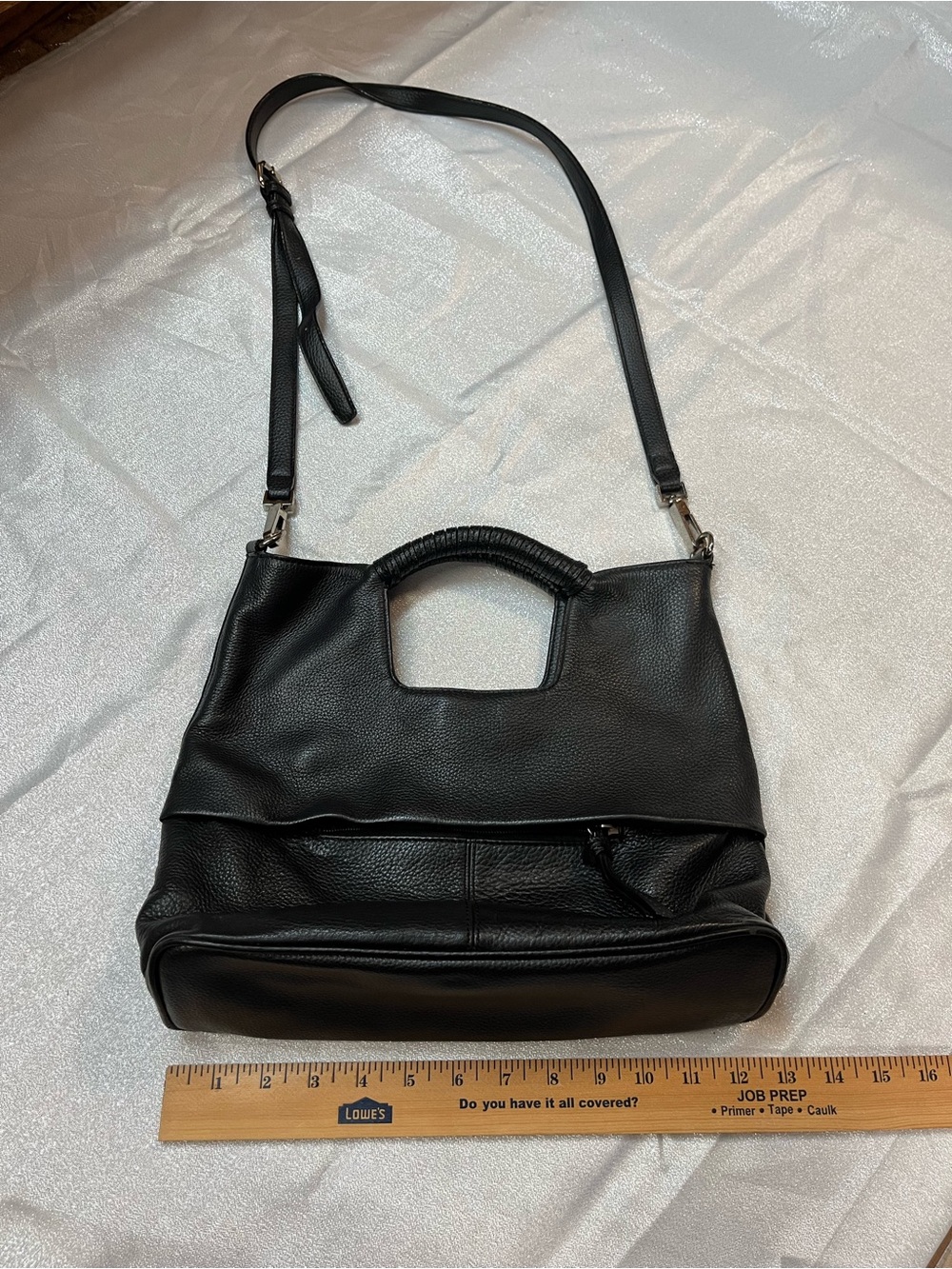 Sanctuary Black Pebbled Leather Shoulder Bag with Top Handle